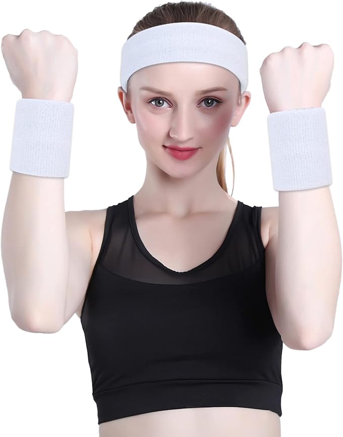 ONUPGO Sweatband Headbands for Men & Women -12PCS Sports Headbands Moisture Wicking Athletic Cotton Terry Cloth Headband for Tennis,Basketball,Football,Gym,Working Out