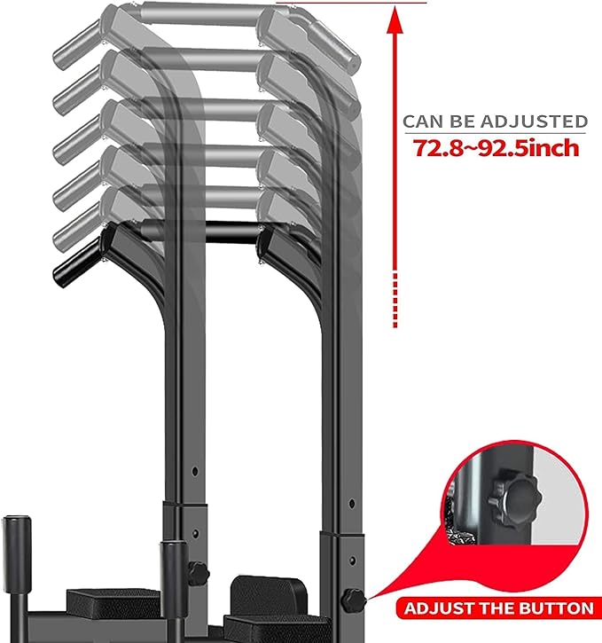 Power Tower Adjustable Height Pull Up & Dip Station Multi-Function Home Strength Training Fitness Workout Station for Home Gym