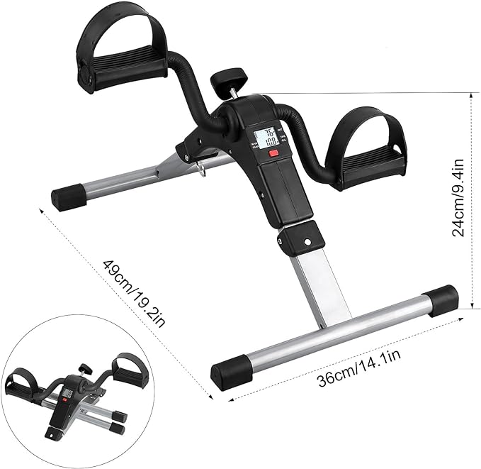 Folding Pedal Exerciser, Mini Under Desk Bike - Portable Foot Hand Cycle Peddler Machine Bicycle Exerciser for Arm Leg While Sitting