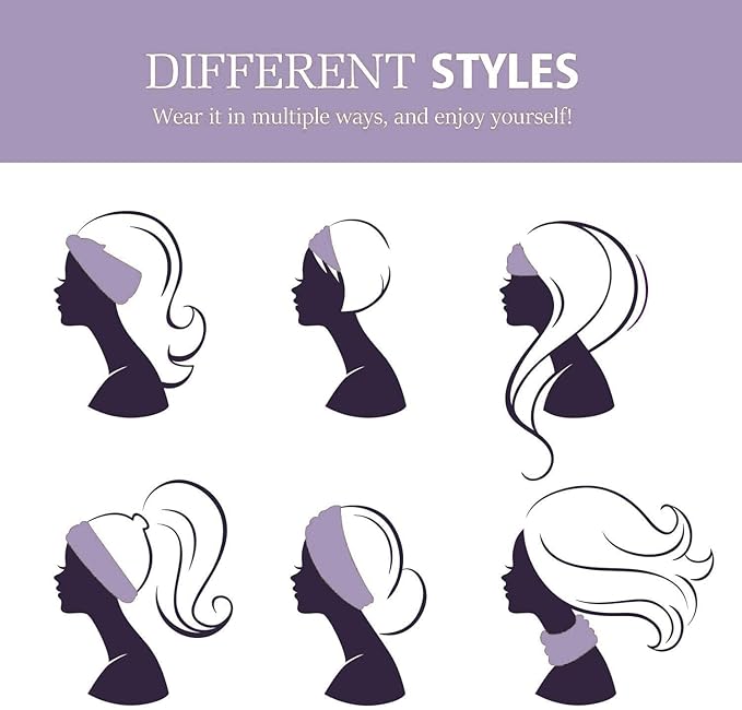 GiLi 2 Pack Wide Headbands for Women Boho Knotted Non Slip Fashion Hair Bands Yoga Running Sports Workout Gym Head Wraps Elastic Soft Cotton Cloth Turbans Bandana for Girls (Light Purple,Light Blue)