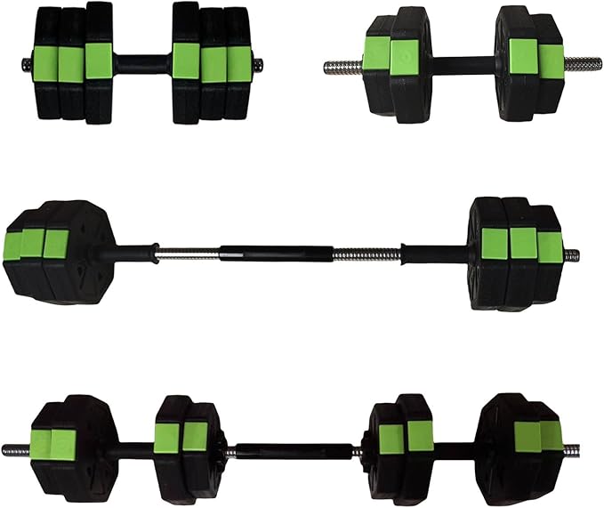 4-In-1 Adjustable Weights Dumbbell Set, Weight Set with Connector Used As Kettlebells, Barbell, Push Up Stand, Fitness Exercise Dumbbell, Free Weight Set for Home Gym
