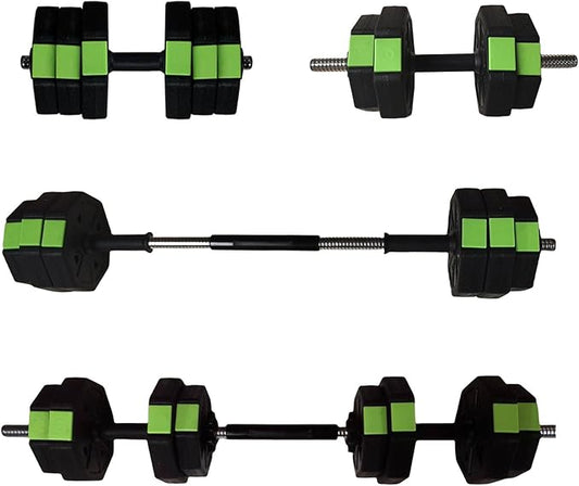 4-In-1 Adjustable Weights Dumbbell Set, Weight Set with Connector Used As Kettlebells, Barbell, Push Up Stand, Fitness Exercise Dumbbell, Free Weight Set for Home Gym