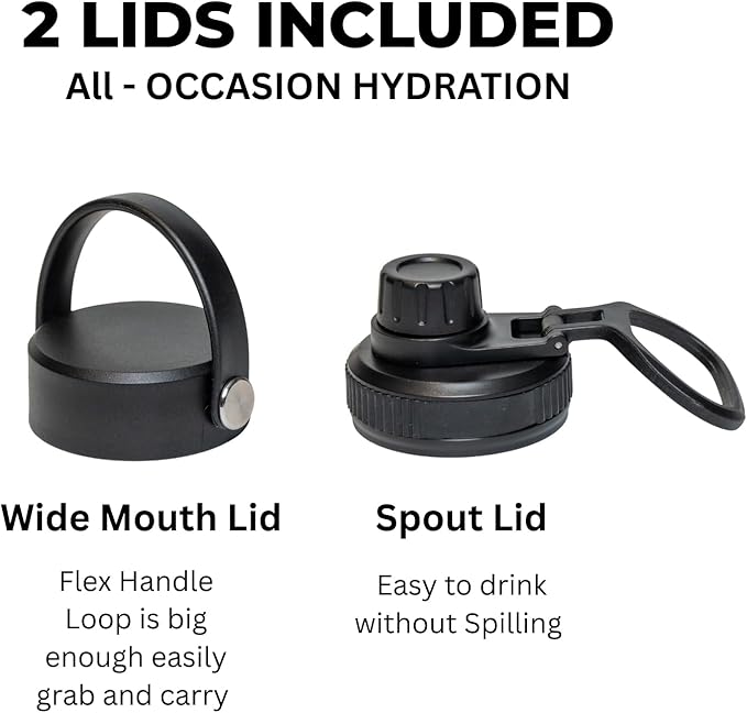 32oz Stainless Steel Insulated Water Bottle, 48H Ice Cold & 24H Hot, Leak-Proof Wide Mouth Lids (Straw & Spout), BPA-Free Bottles, Mens Water Bottle for Gym, Hiking, Travel - Green