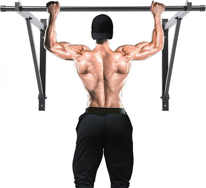 ECOTRIC 46" Wall Mounted Pull Up Chin Up Bar Heavy Duty Gym Workout Fitness Home Mount Fitness 500lbs