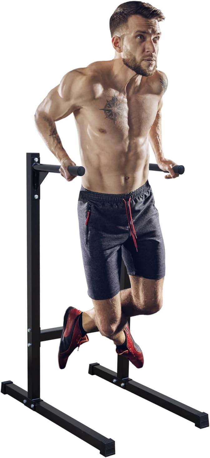 Adjustable Height Dip Bar Station, Heavy Duty Dip Station Push Up Bar for Home Gym,Multi-function Dip Station Pull Up Bar Full Body Strength Training Workout Fitness Equipment for Tricep Dips