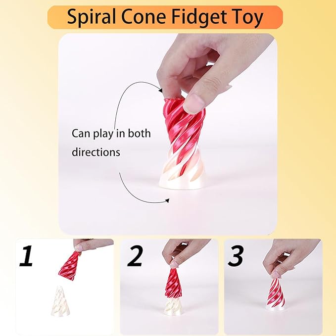 5Pcs Spiral Cone Fidget Toy,Impossible Cone Impossible Pyramid Passthrough Toy,3D Printed Spiral Cone Fidget Toy,Mini Vortex Thread Illusion Desktop Deco Souvenir Gift for Anxiety Relaxing