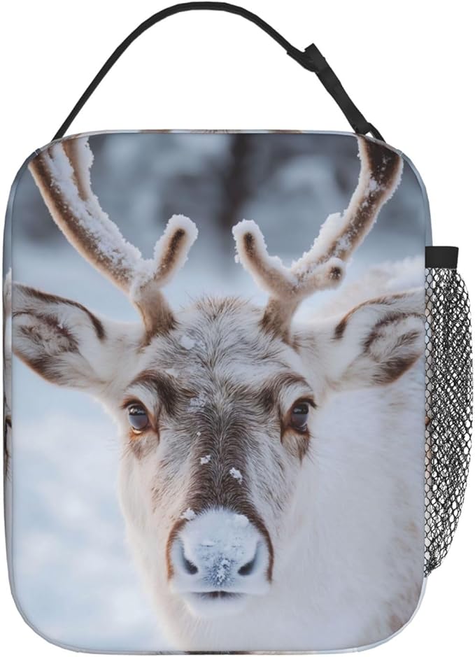 Insulated Lunch Box for Women Men, Reindeer Lunch Box Reusable Portable Lunch Bag Cooler Tote Waterproof Lunch Container for Office Picnic Work Travel Hiking