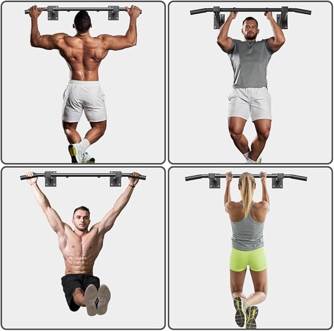 Wall Mount Pull Up Bar, Joist Mount Pull Up Bar, Beam and Rafter Mounted Chin Up Bar for Home Gym With Wood Mount and Wall Mount Screws
