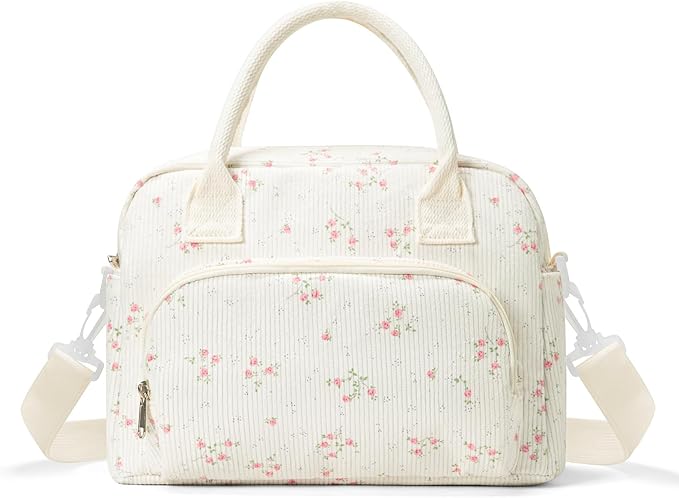 Insulated Lunch Bag for Women Men Large Reusable Lunch Box Adult Leakproof Portable Cooler Tote Bags for Work Picnic Peach Blossom