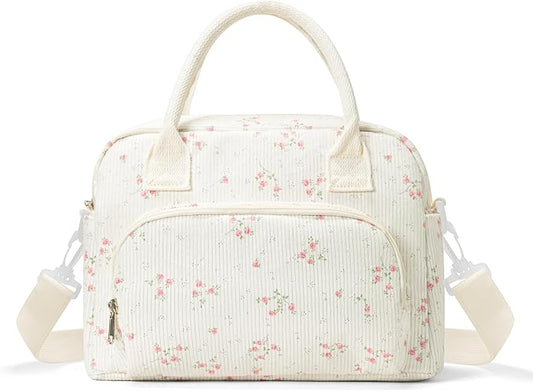 Insulated Lunch Bag for Women Men Large Reusable Lunch Box Adult Leakproof Portable Cooler Tote Bags for Work Picnic Peach Blossom