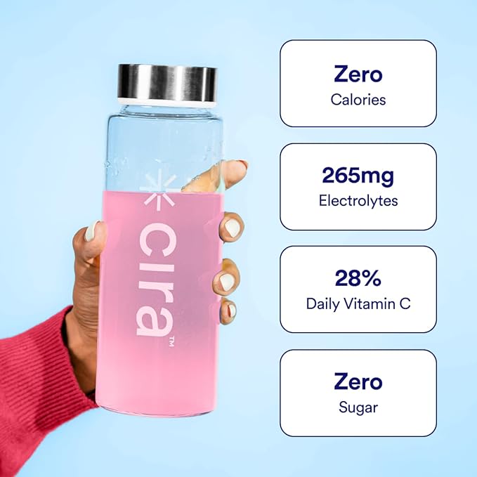 Cira Hydration Powder (45 Servings) - Natural Electrolyte Powder & Drink Mix, Naturally Flavored & Sweetened with Stevia & Himalayan Salt - Raspberry Hibiscus