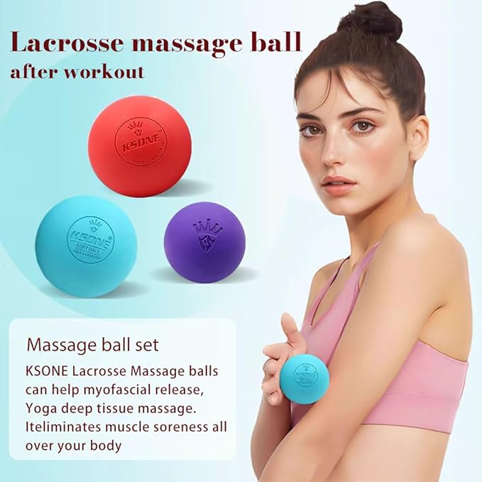 KSONE Lacrosse Massage Ball Set - Muscle Massage Roller- Deep Tissue Balls -Hard and Soft Massage Ball with Mini Ball