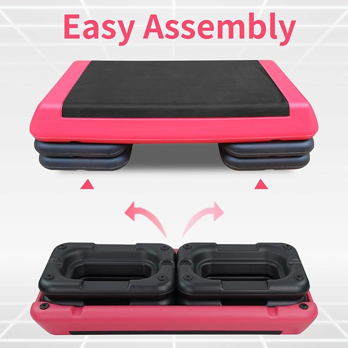 Exercise Workout Aerobic Step Platform Trainer, 28.5" Aerobic Stepper with 4"-6"-8" Adjustable Height Risers