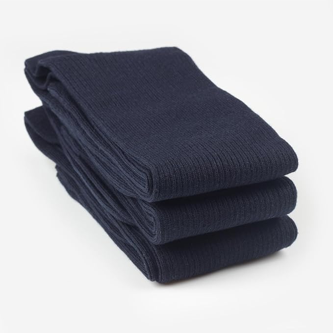 COTTON DAY Women's Soft Combed Cotton Knee High Long Calf Dress Socks Seamless Toe Black White Gray Navy Blue Brown