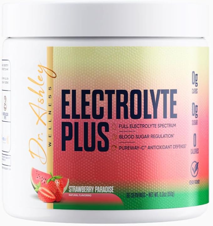 Electrolyte Plus Powder Drink Mix | Full Spectrum Electrolytes – Gluten Fee and Zero Sugar for Max Hydration | 30 Servings (30 Serving, Strawberry Paradise)