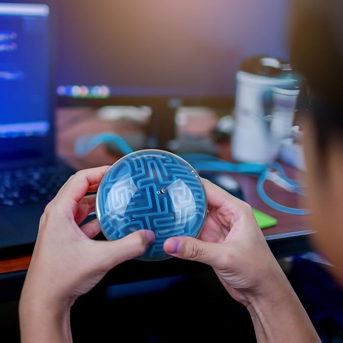 Sumind 4 Pcs 3D Puzzle Maze Ball Magic Brain Teasers Games Memory Sequential Gravity Maze Cube Ball Sphere Educational Puzzle Toys for Adult Hard Challenges(Blue, Orange)