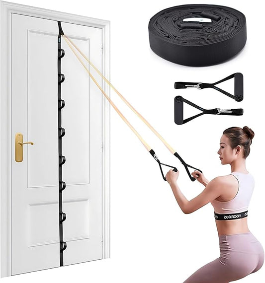 Brebebe Door Anchor Strap for Resistance Bands Exercises, Multi Point Anchor Gym Attachment for Home Fitness, Portable Door Band Resistance Workout Equipment, Easy to Install, Punch-Free, Nail-Free
