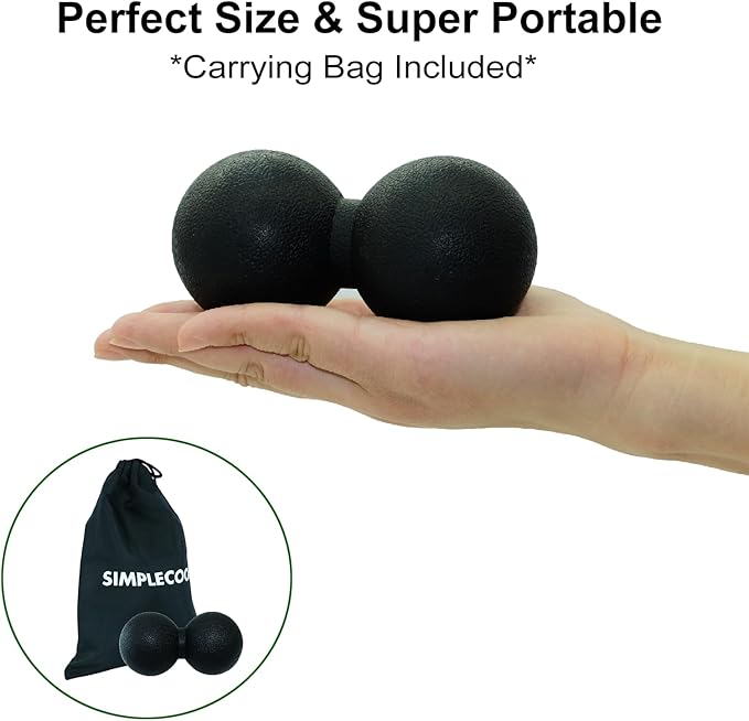 Hard Peanut Massage Ball, Double Lacrosse Massage Ball. Deep Tissue Massage Roller Mobility Ball for Physical Therapy Myofascial Release Muscle Relaxer Acupoint Massage (Black)