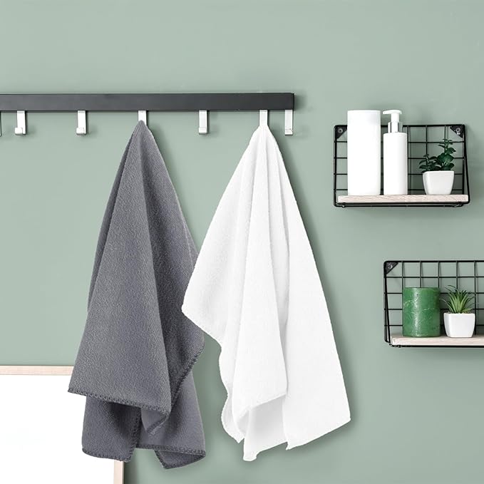 JML Microfiber Towels, Bath Towel Set (6 Pack, 27" x 55") - Extra Large, Soft, Absorbent, Fast Drying Bathroom Towel for Shower, Swimming, Fitness, Sport, Yoga, Peach/Grey/Blue