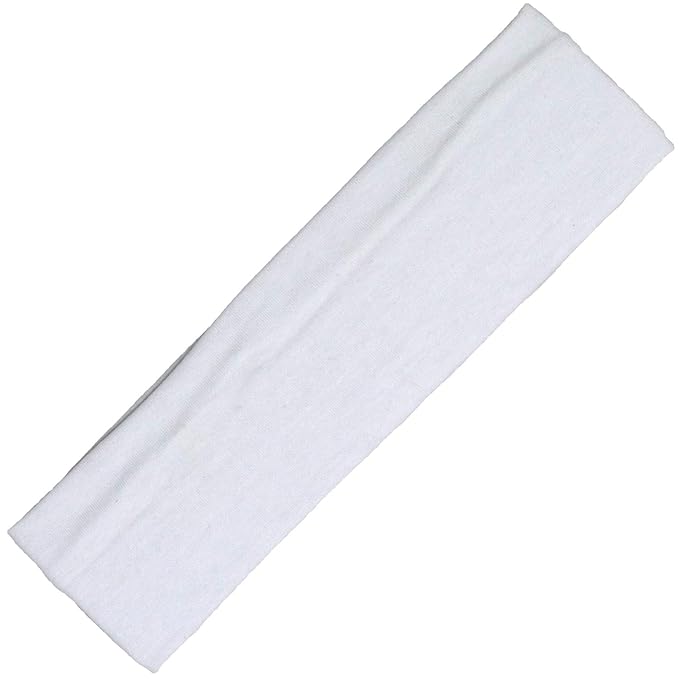 Kenz Laurenz Soft and Stretchy Elastic Cotton Headbands, Pack of 12, White