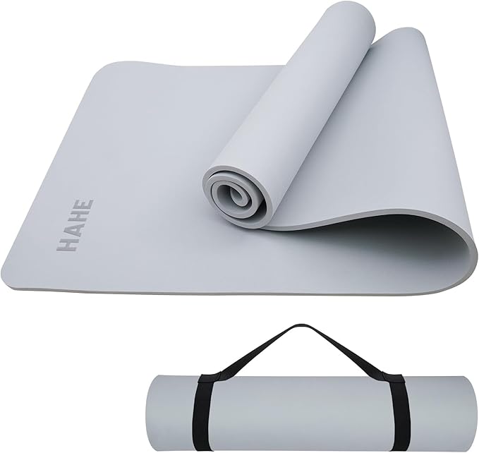 HAHE Yoga Mat Thick (8MM,1/3"), Eco-Friendly POE Non Slip Yoga Mat, High Rebound & Shock Absorption, Anti-Tear & Sweat-Resistant for Yoga, Fitness, Home, Workouts, Large Pilates Mats 72"x24" with Carrying Strap