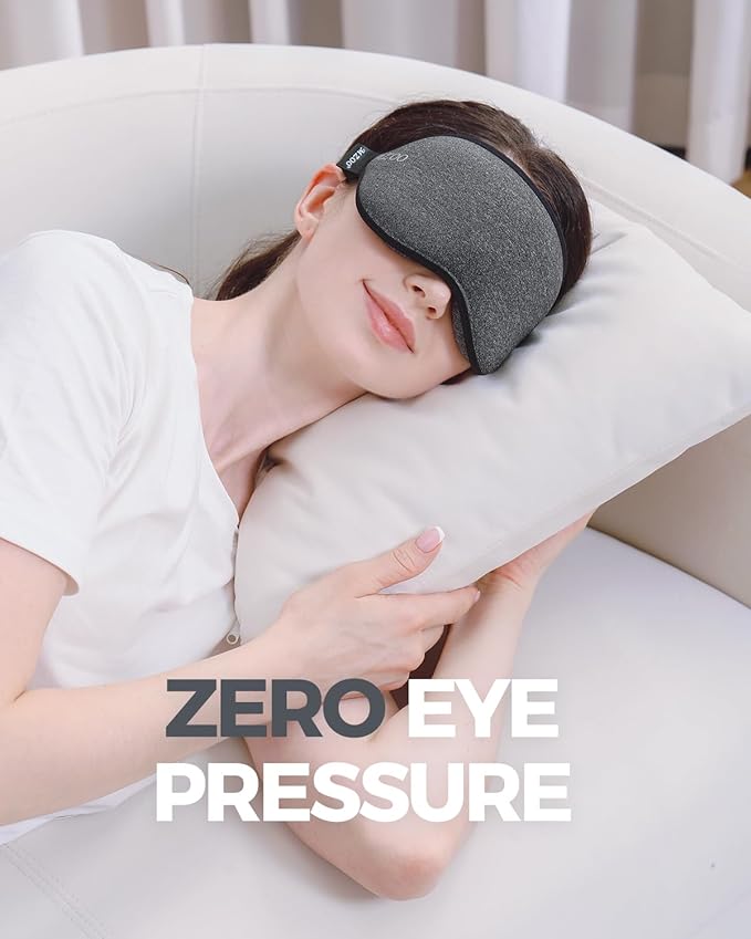 MZOO Luxury Sleep Mask for Back, Side Sleeper, Complete Light Blocking Sleeping Eye Mask Night Blindfold, 3D Zero Pressure & Spacious for Lash Extensions, Breathable Soft Eye Cover Flight Nap Travel