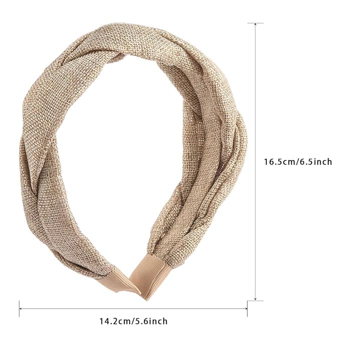 Madison Tyler Thick Headbands for Women | Wide Fabric Grey Braided Cute Handmade Makeup Hair Band for Girls | Thin Hair and Thick Hair | Skincare and Boho Spring Headband for Washing Face