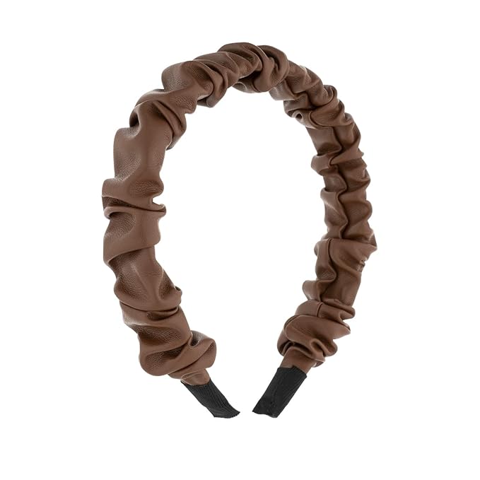 Madison Tyler Leather Headbands for Women | PU Leather Brown Handmade Outdoor Hair Band | Thin and Thick Hair | Skincare and Boho Spring Headband