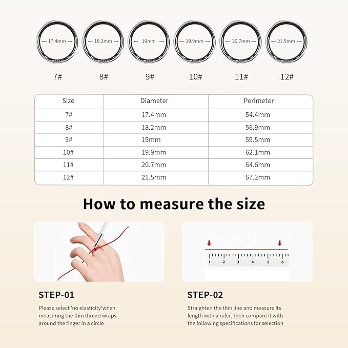 Fitness Tracker Smart Ring,Step Counter,Heart Rate Blood Oxygen Sleep Tracker Health Ring, 5ATM Waterproof Long Battery Life Smart Rings Compatible with iOS & Android (Silver with Middle Gold, US 7)