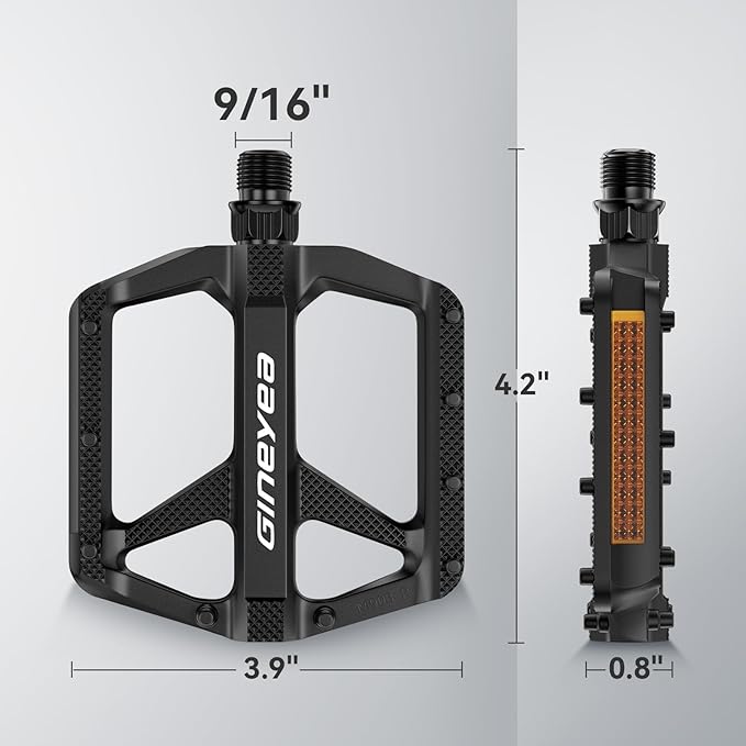 Bike Pedals, Universal Fit 9/16" Non-Slip Lightweight Nylon Fiber Bicycle Pedals Wide Flat Platform for Road Mountain BMX MTB Bike