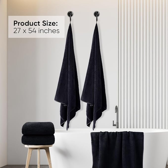 HOMEXCEL Bath Towels Pack of 2, (27 x 54 Inches) Microfiber Ultra Soft Highly Absorbent Bath Towel Set, Lightweight and Quick Drying Towels for Body, Sport, Yoga, SPA, Fitness, Black