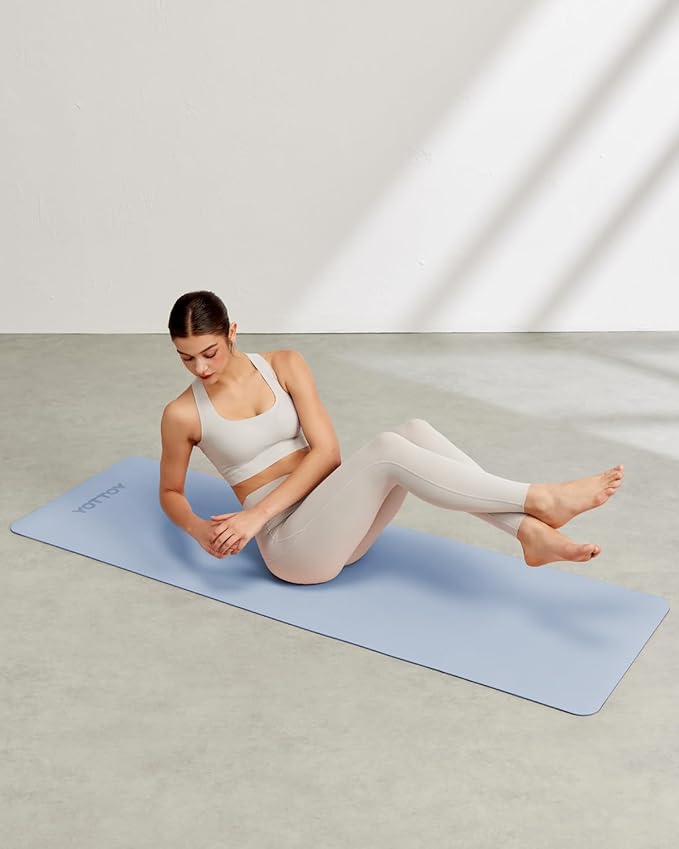 Yoga Mat,Non-Slip TPE Exercise Mat(1/4 Inch) for Pilates, Fitness & Barefoot Workouts, Home Gym Studio with Strap & Bag