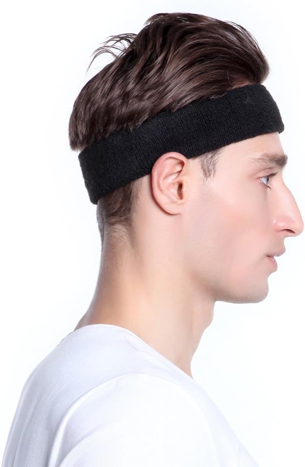 BEACE Sweatbands Sports Headband for Men & Women - 6PCS Moisture Wicking Athletic Cotton Terry Cloth Sweatband for Tennis, Basketball, Running, Gym, Working Out
