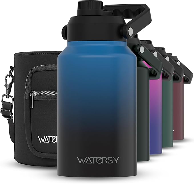 2/3 Gallon Water Bottle Insulated(Cold for 48 Hrs),BPA Free&Leak Proof,87oz Stainless Steel Water Jug/Flask,Big thermo,Large Water Bottle with Handle for Gym,Hiking,Camping,Gradient Blue