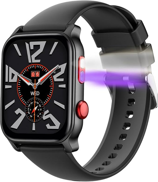 QTLLBT 9 Languages Translation Watch Smart Watch Bluetooth Call (Answer/Make Calls) Fitness Tracker IP68 Waterproof 100+ Sports Heart Rate Sleep Android iPhone Men and Women Smart Watch (Black)