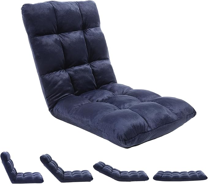 FLOGUOR Indoor 5-Position Adjustable Floor Chair with Back Support Folding Padded Gaming Sofa Chair, Lounge Chair for Adults Video Gaming, Perfect for Meditation, Reading QL050-NA