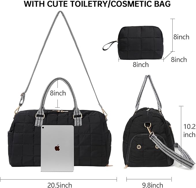 Duffle Bag for Travel, Weekender Bag with Shoe Compartment, Carry On Overnight Bag for Women with Toiletry Bag, Gym Bag with Wet Pocket, Hospital Bags for Labor and Delivery Beige