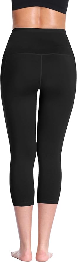 NELEUS Women's Tummy Control High Waist Capri Running Leggings Yoga Pants with Pocket