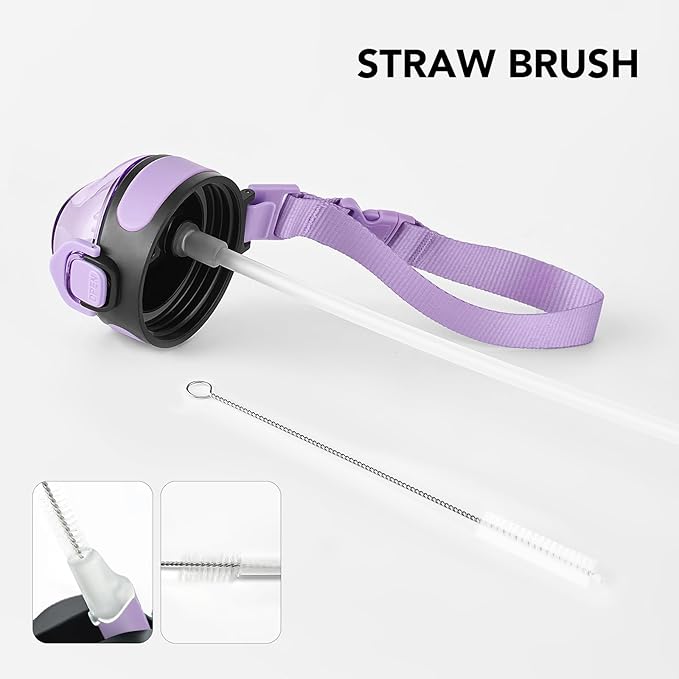 Enerbone 32 oz Insulated Water Bottle, Stainless Steel Bottle with Carrying Strap, Double-Wall Vacuum Insulation Design, Leakproof Sports Bottle with Straw, Keep Drinks Cold or Hot for Hours