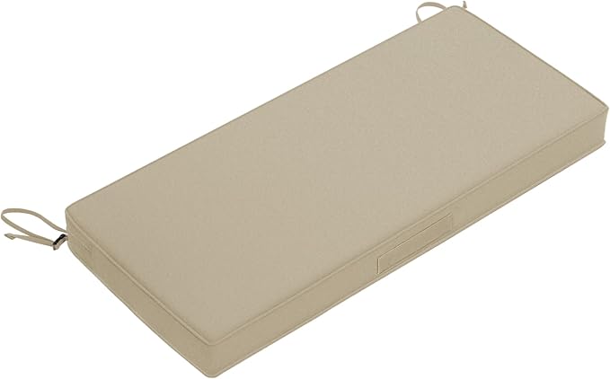 Favoyard Outdoor Bench Cushion 59 × 16 Inch Waterproof & Color Resistant Patio Benches Cushions for Garden Loveseat Swing Couch Furniture with Handle, Removable Cover and Adjustable Straps, Beige