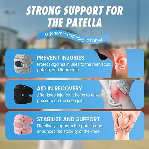 Knee Brace for Women Men Adjustable Knee Support, Knees Pains Relief Brace for Meniscus Tear Knee Pain Arthritis Pain Injury Recoverys Running Workout (1, Pink)