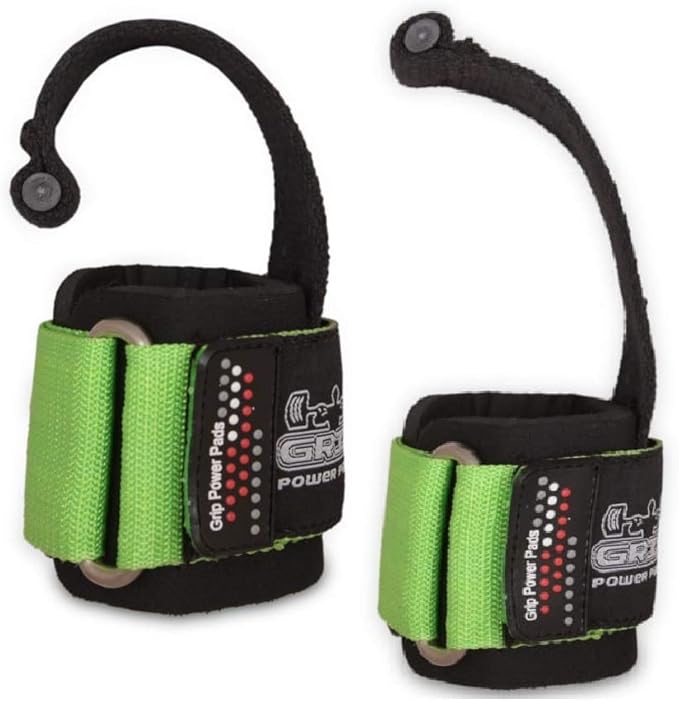 Lifting Dowel Straps Neoprene Padded Wrist Wraps Power Weight Lifting Training Gym Grips Straps Wrist Support Bandage Set of 2 Alternative to Hooks (Lime)