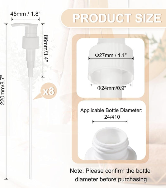 uxcell 8 Pcs Soap Dispenser Pump Heads Soap Dispensers Top Pumps Replacement Switch Pumphead for Standard 24/411 Neck Size Lotion Shampoo Bottle, White