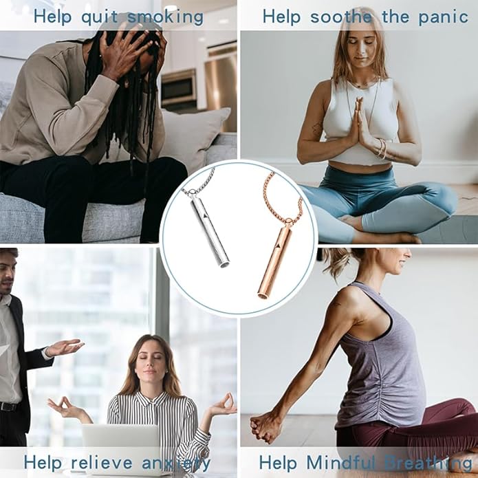 Anxiety Breathe Easy Necklace Mindfulness Breathing Necklace Breathlace Stainless Steel Pendant for Natural Calm & Stress Relief