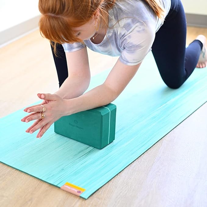 Hugger Mugger 4 in. Foam Yoga Block - Strong and Stable, Beveled Edges for Comfort, Most Favored Block Size, Helps with Alignment and Support in Many Poses