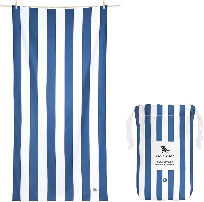 Dock & Bay Beach Towel - Quick Dry, Sand Free - Compact, Lightweight - 100% Recycled - Includes Bag - Set of 4 - Cabana Classics, Extra Large (200x90cm, 78x35)