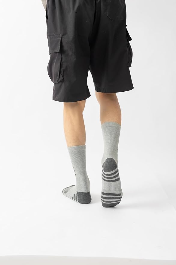 JOYNÉE 8 Pairs Mens Crew Athletic Work Long Socks Calf Cushioned Socks for Sports Running Workout Gym