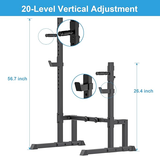 Uboway Barbell Rack Squat Stand Adjustable Bench Press Rack 550LBS Max Load Multi-Function Weight Lifting Home Gym Fitness