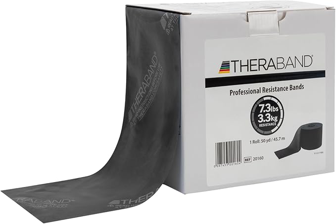 THERABAND Resistance Band, Black, Special Heavy, 50-Yard Roll, Latex Elastic Band for Exercise