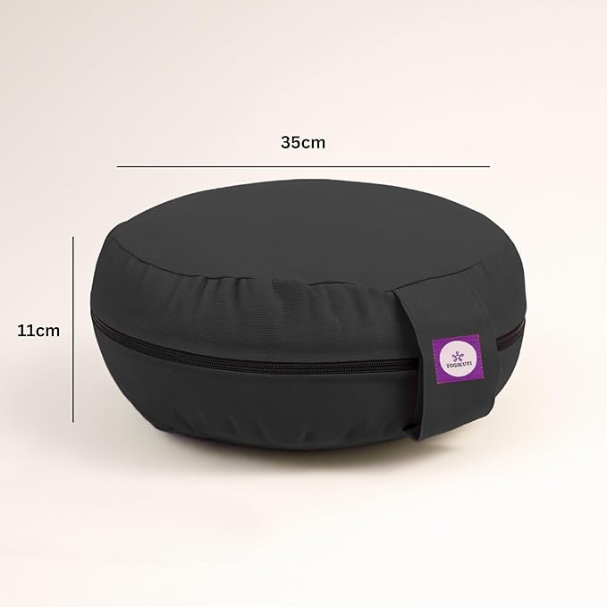 Yogikuti Meditation Cushion – 100% Pure Cotton Zafu for Comfortable Meditation & Yoga – Floor Sitting Pillow for Mindfulness & Support